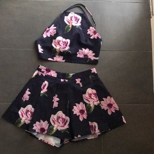 Two piece floral matching short set